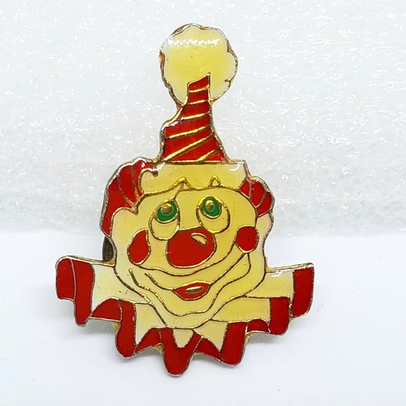 Vintage 1970's Collared CLOWN Enamel Metal Lapel Pin Pinback - Picture 7 of 7